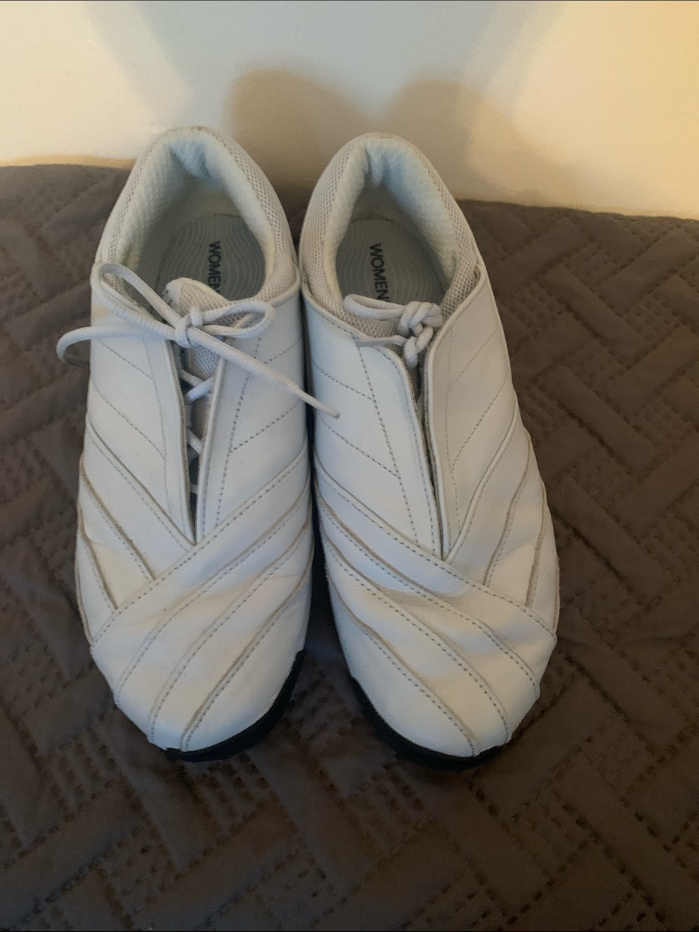 Nike Women's White Quilted Slip-On Sneakers with Partial Lacing